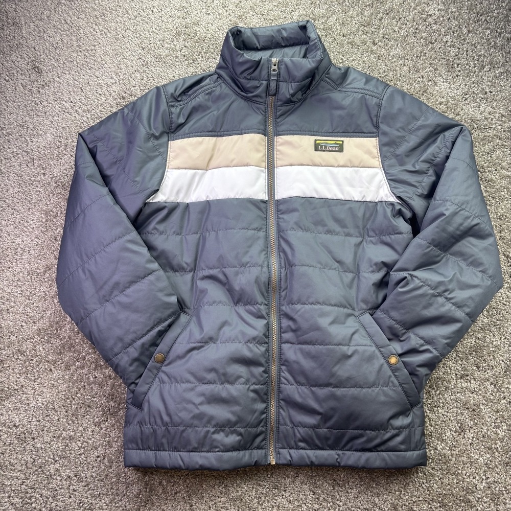 LL Bean Men's S Colorblock Mountain Classic Down Puffer Retro Jacket Iron Putty